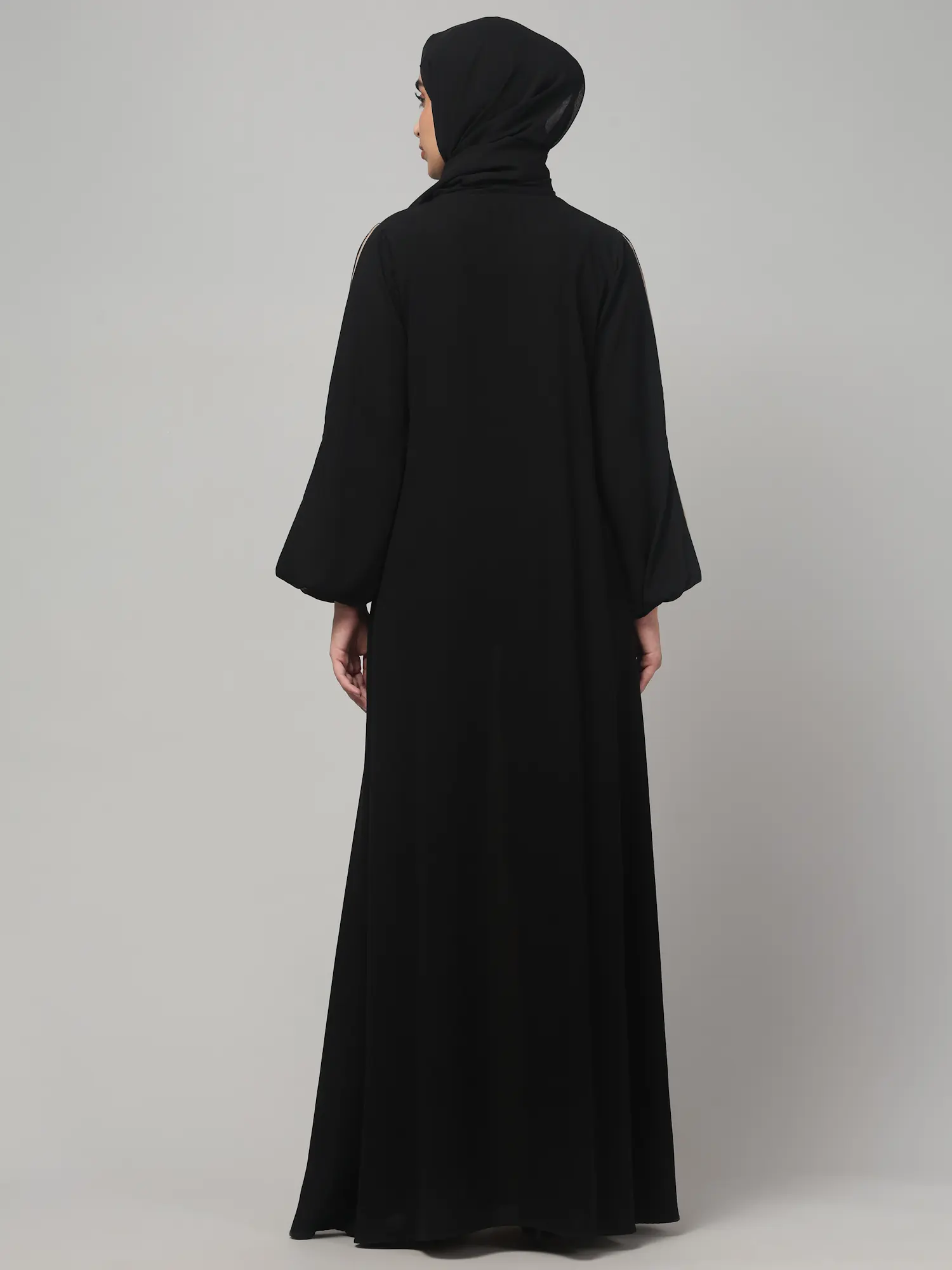 Dual Color Abaya with Waist Belt in Khaki Black color, photo 2