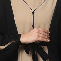 Dual Color Abaya with Waist Belt in Khaki Black color, photo 5