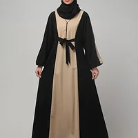 Dual Color Abaya with Waist Belt in Khaki Black color, photo 7