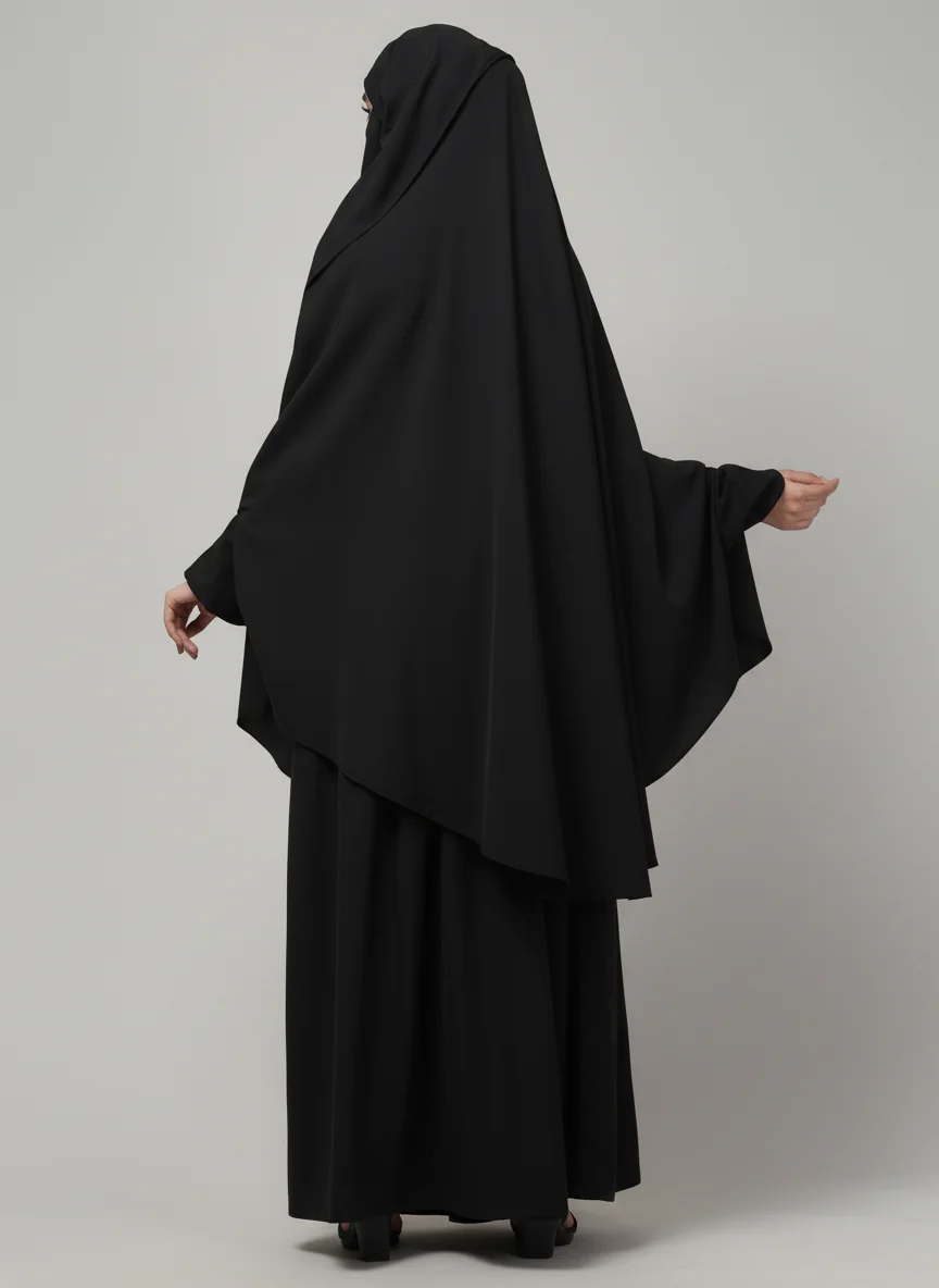 3 Piece Jilbab Burqa Set with Khimar and Nose Piece in Black color, photo 2