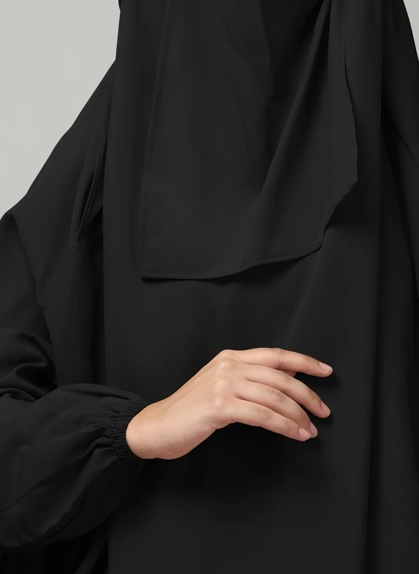 3 Piece Jilbab Burqa Set with Khimar and Nose Piece in Black color, photo 4