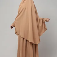 3 Piece Jilbab Burqa Set with Khimar and Nose Piece in Khaki color, photo 2