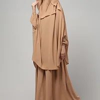 3 Piece Jilbab Burqa Set with Khimar and Nose Piece in Khaki color, photo 3