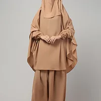 3 Piece Jilbab Burqa Set with Khimar and Nose Piece in Khaki color, photo 4