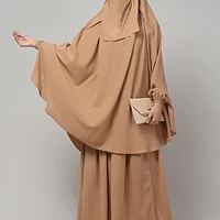 3 Piece Jilbab Burqa Set with Khimar and Nose Piece in Khaki color, photo 5