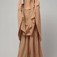 3 Piece Jilbab Burqa Set with Khimar and Nose Piece in Khaki color, photo 6