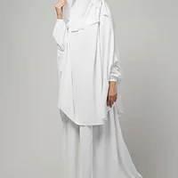 3 Piece Jilbab Burqa Set with Khimar and Nose Piece in White color
