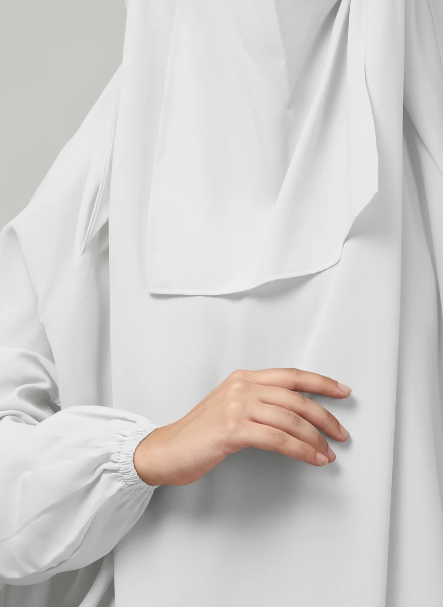 3 Piece Jilbab Burqa Set with Khimar and Nose Piece in White color, photo 3
