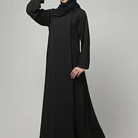 Overlay Abaya with Ruffled Cuffs in Black color