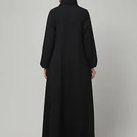 Overlay Abaya with Ruffled Cuffs in Black color, photo 2