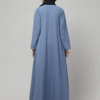 Overlay Abaya with Ruffled Cuffs in Denim Blue color, photo 2