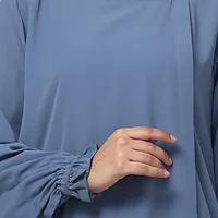 Overlay Abaya with Ruffled Cuffs in Denim Blue color, photo 5