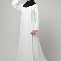 Overlay Abaya with Ruffled Cuffs in White color