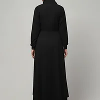 Two Piece Abaya with Palazzo and Collared Top in Black color, photo 2