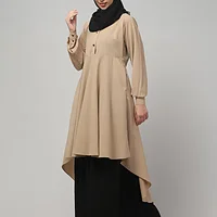 Two Piece Abaya with Palazzo and Collared Top in Khaki color, photo 3