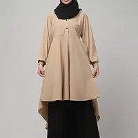 Two Piece Abaya with Palazzo and Collared Top in Khaki color, photo 5