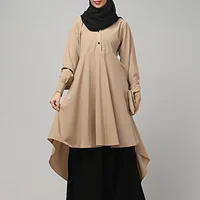 Two Piece Abaya with Palazzo and Collared Top in Khaki color, photo 6