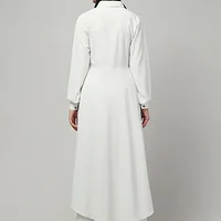 Two Piece Abaya with Palazzo and Collared Top in White color, photo 2
