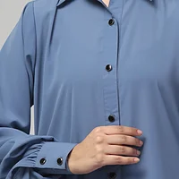 Two Piece Front Open Abaya with Skirt in Denim Blue color, photo 5