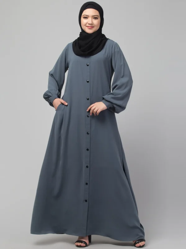 Front Open Abaya, Plain Abaya Burqa with Cuff Sleeves