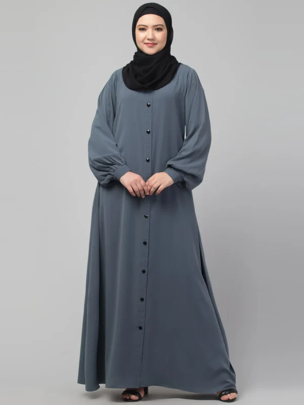 Front Open Abaya, Plain Abaya Burqa with Cuff Sleeves