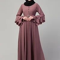 Plain Umbrella Abaya - full length front view