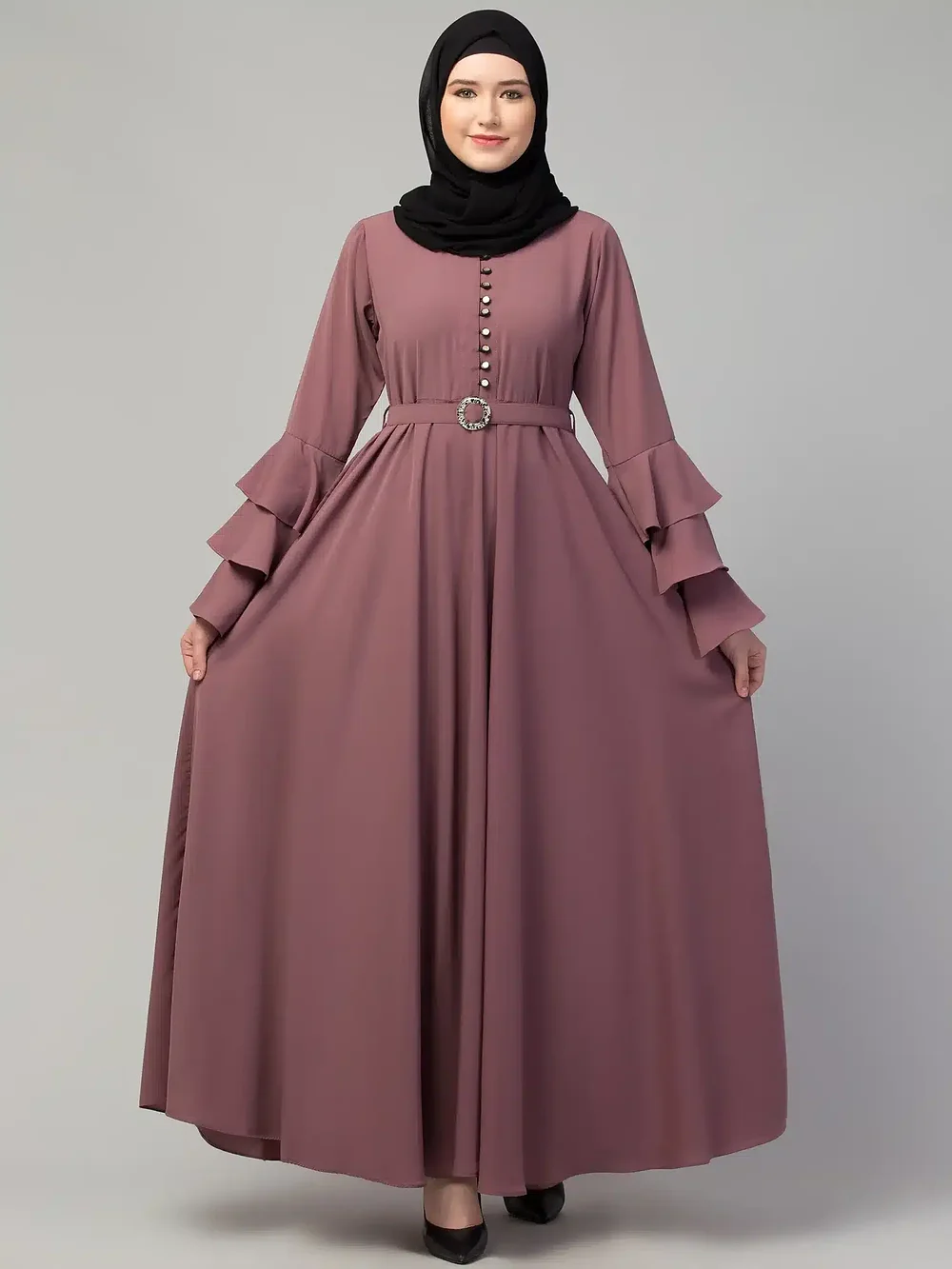 Plain Umbrella Abaya  side drape