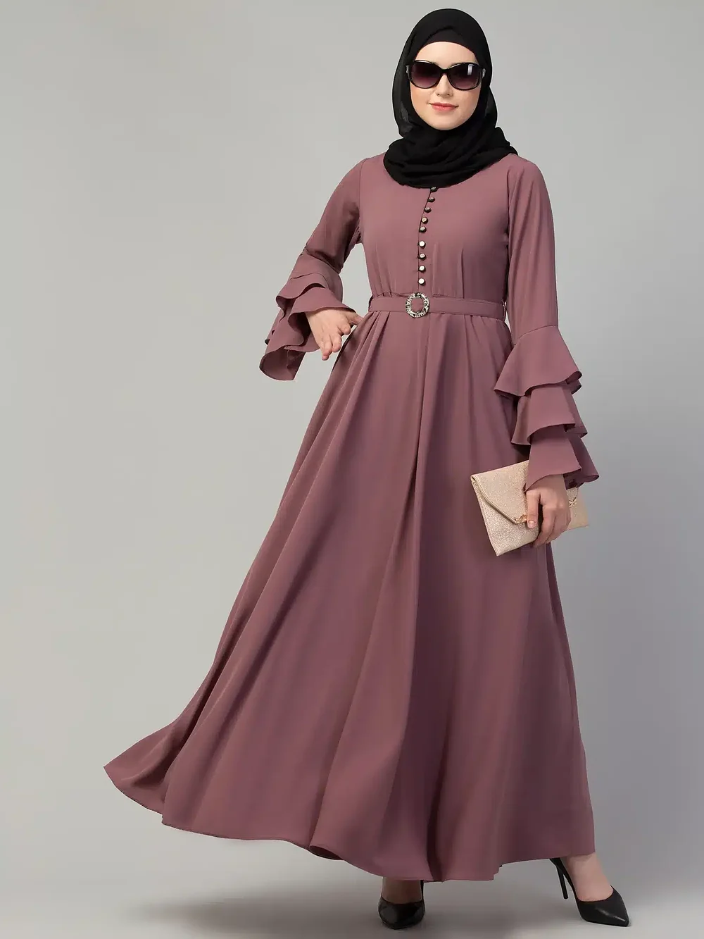 Plain Umbrella Abaya  sleeve and cuff detail