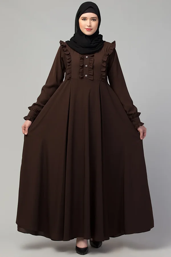 Frill Abaya - full length front view