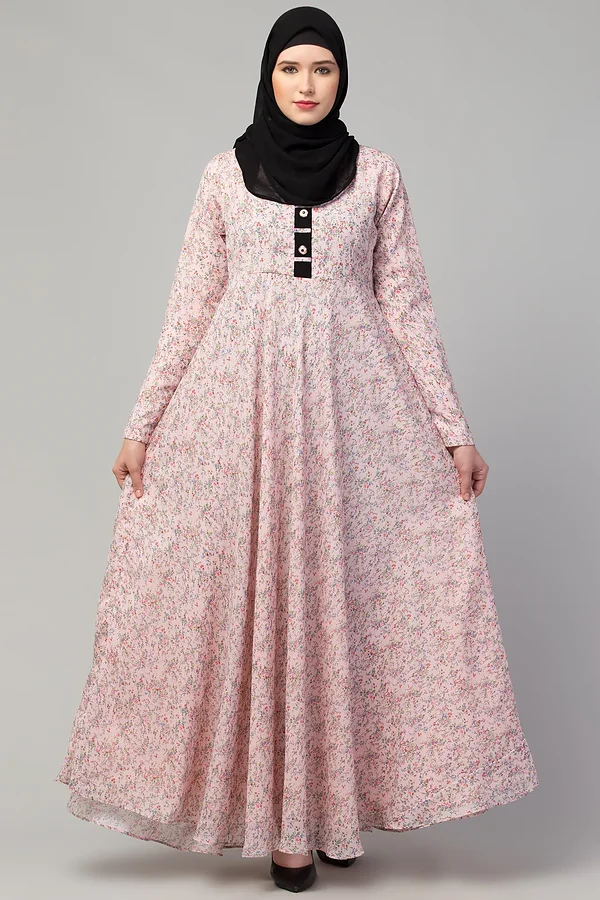 Printed Long Maxi Abaya - full length front view