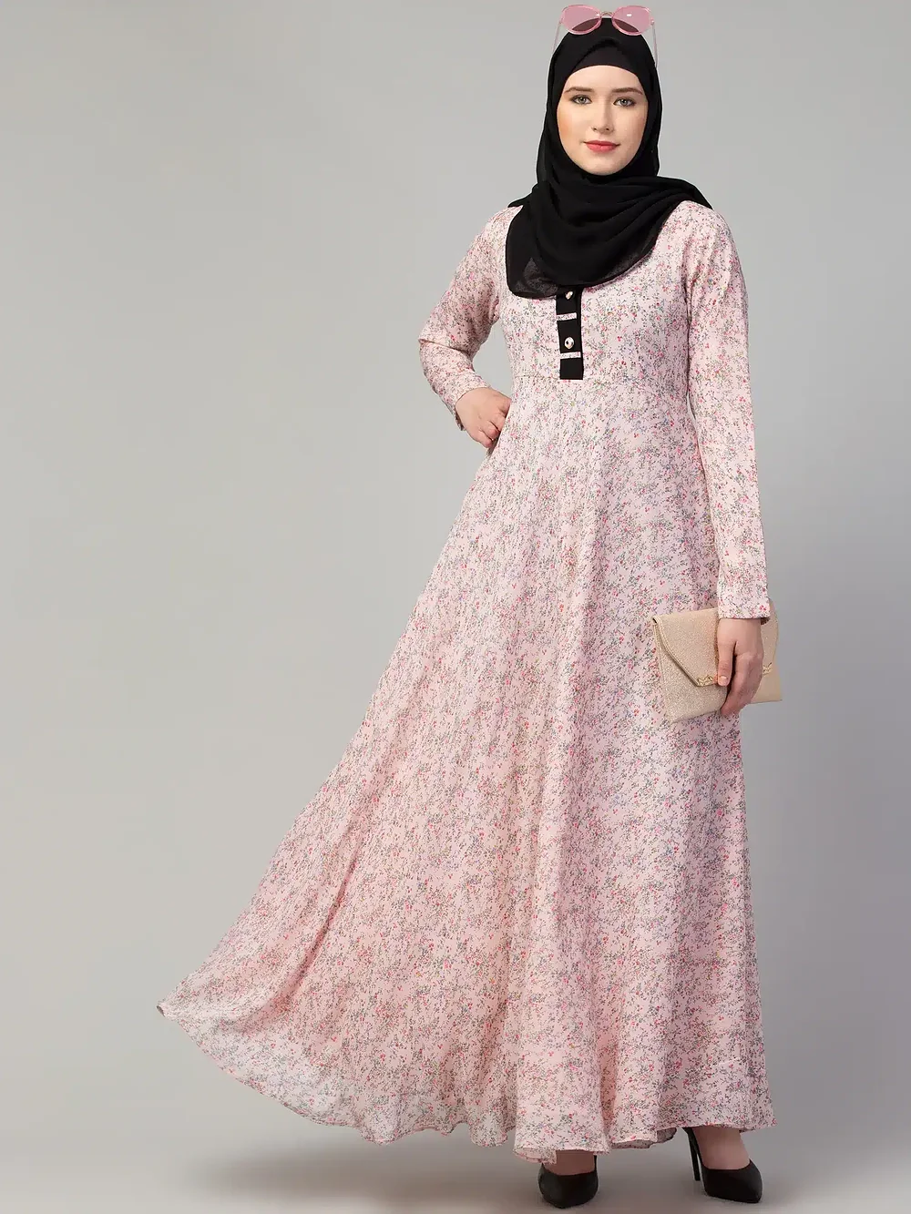 Printed Long Maxi Abaya sleeve and cuff detail