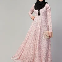 Printed Long Maxi Abaya - sleeve and cuff detail