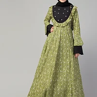 Pearl Handwork Abaya - full length front view