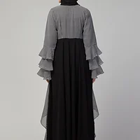 Asymmetrical Maxi Abaya - Nida Matte fabric close up