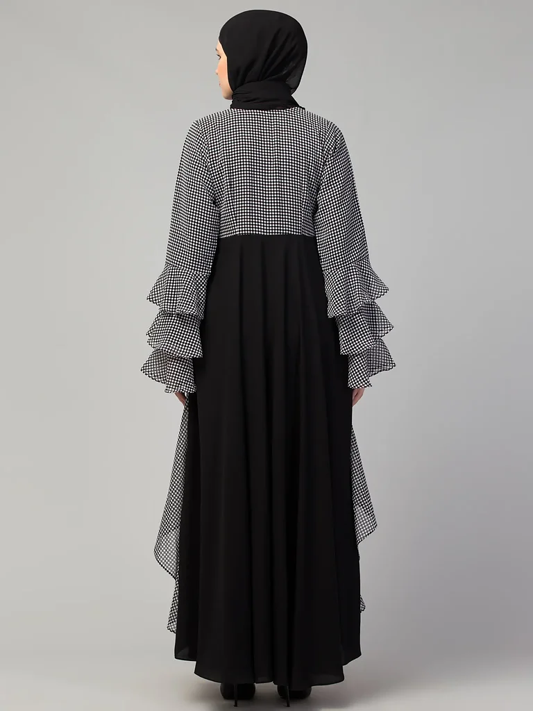 Asymmetrical Maxi Abaya Nida Matte fabric close up Asymmetrical Maxi Abaya Nida Matte fabric close up