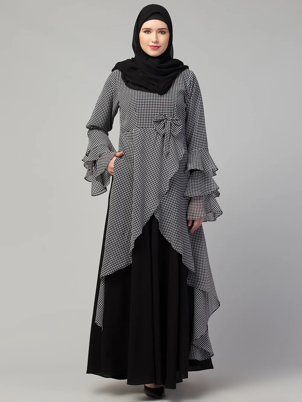 Asymmetrical Maxi Abaya side drape