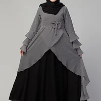 Asymmetrical Maxi Abaya - full length front view