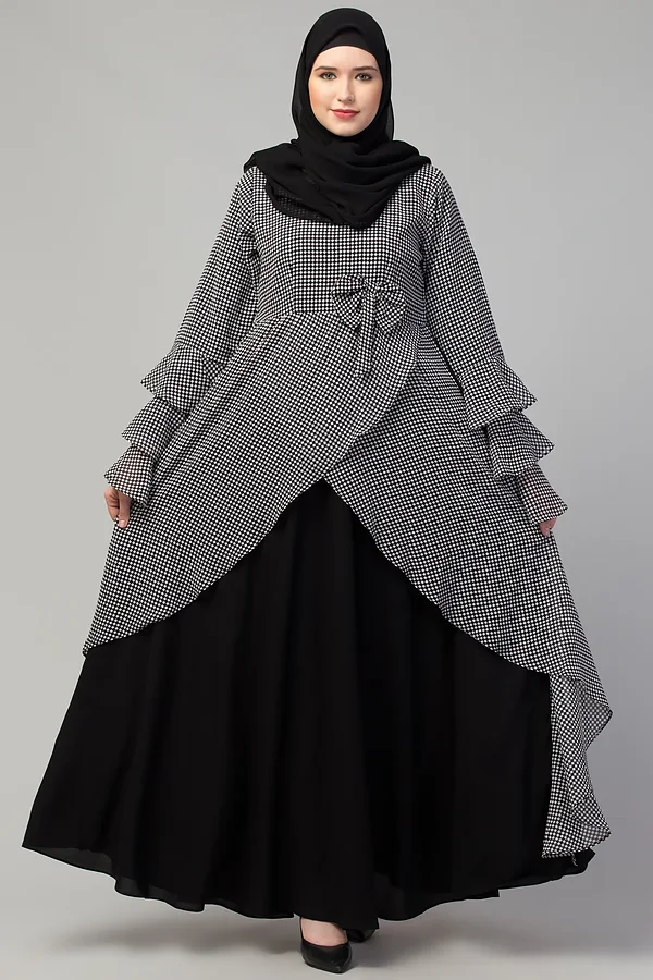 Asymmetrical Maxi Abaya - full length front view