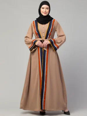 Dual Layer Abaya Dress with Attached Shrug