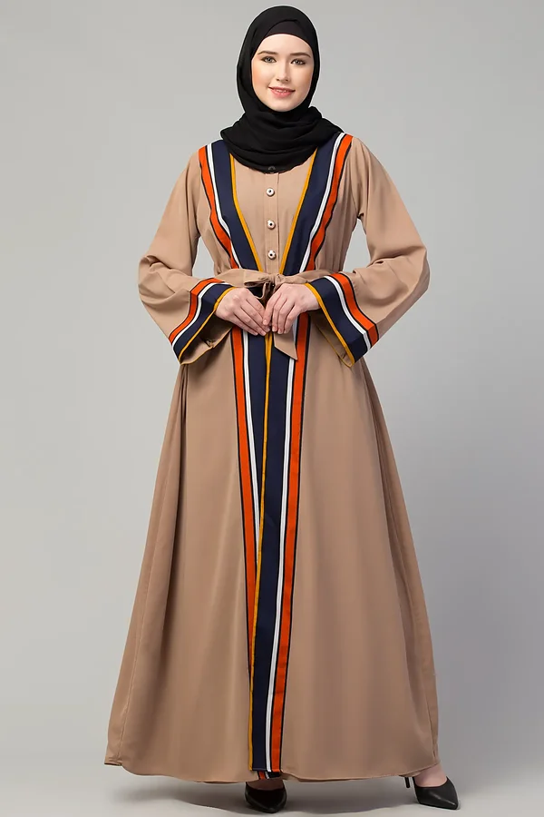 Dual Layer Abaya - full length front view