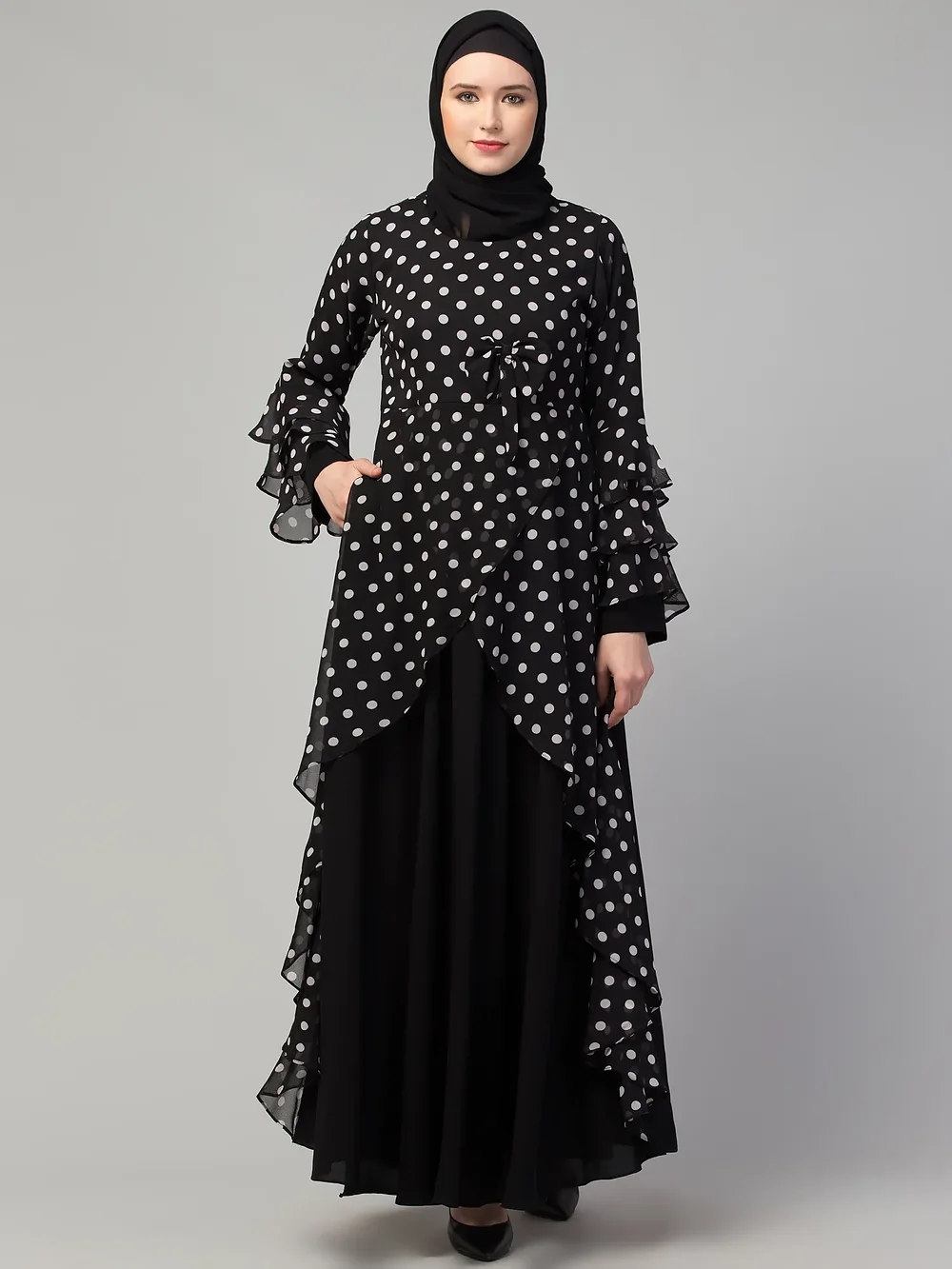 Long Maxi Abaya Dress side drape