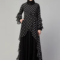 Long Maxi Abaya Dress - side drape