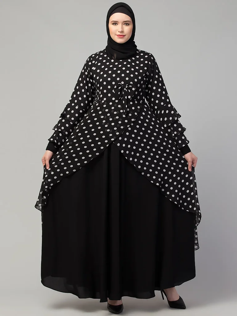 Long Maxi Abaya Dress full length front view Long Maxi Abaya Dress full length front view