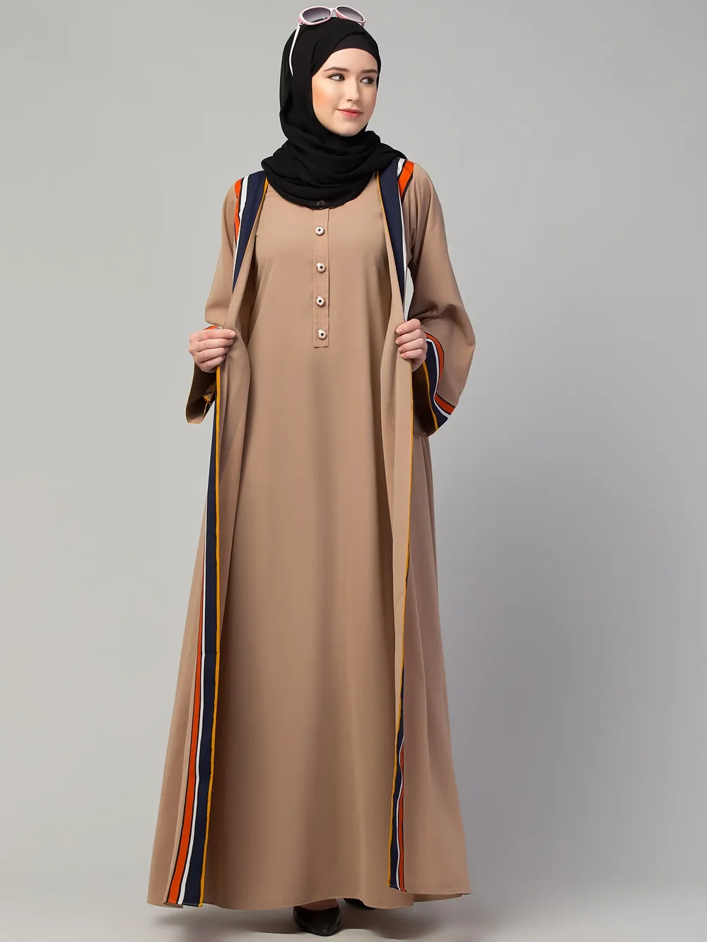 Dual Layer Abaya side drape