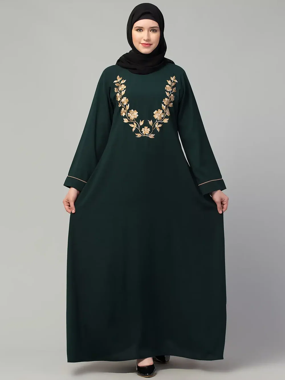 Embroidery Abaya  side drape