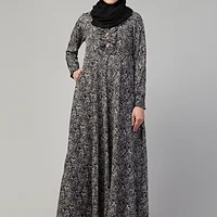 Printed Abaya - side drape