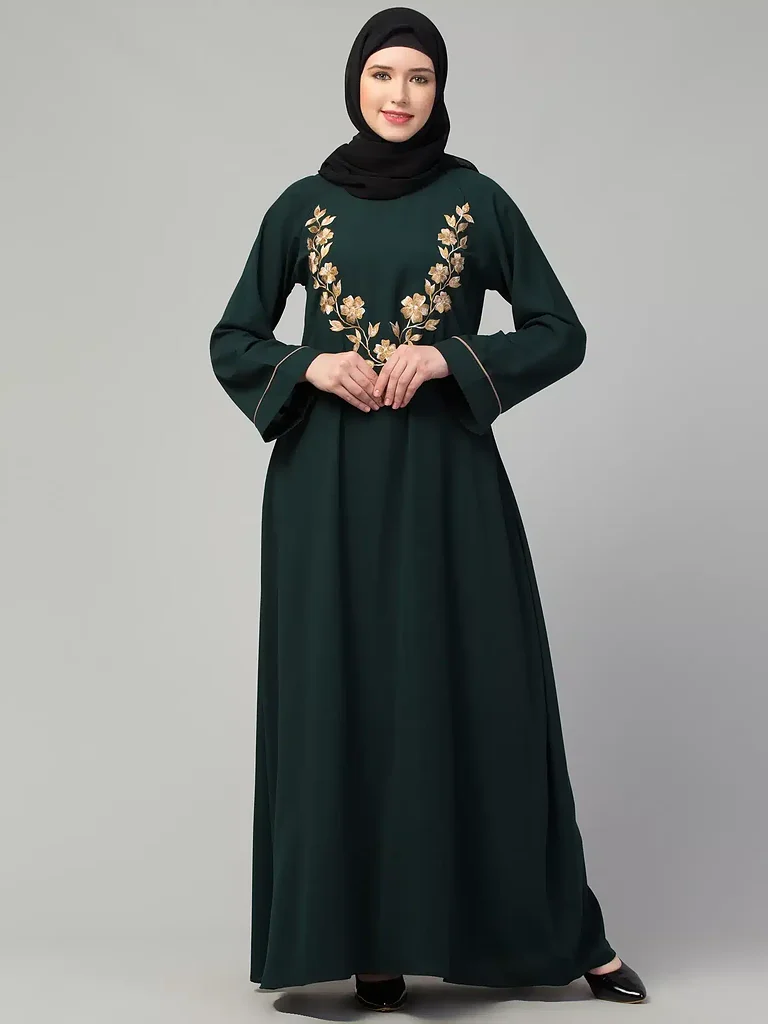 embroidery work abaya  full length front view