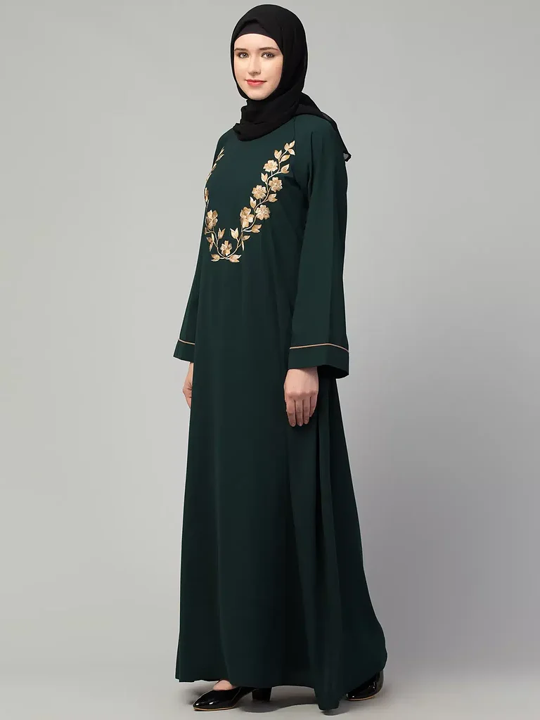embroidery work abaya  finished stitching and hem detail