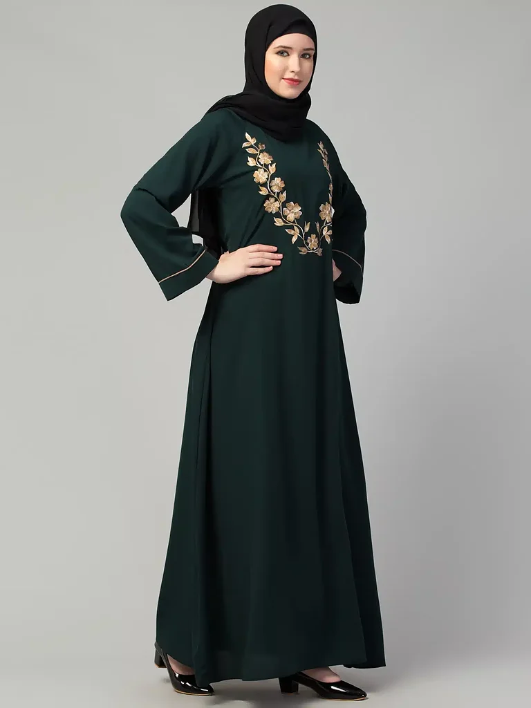 embroidery work abaya  styling and drape detail