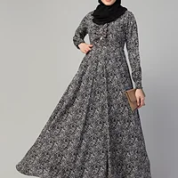 Printed Abaya - full length front view